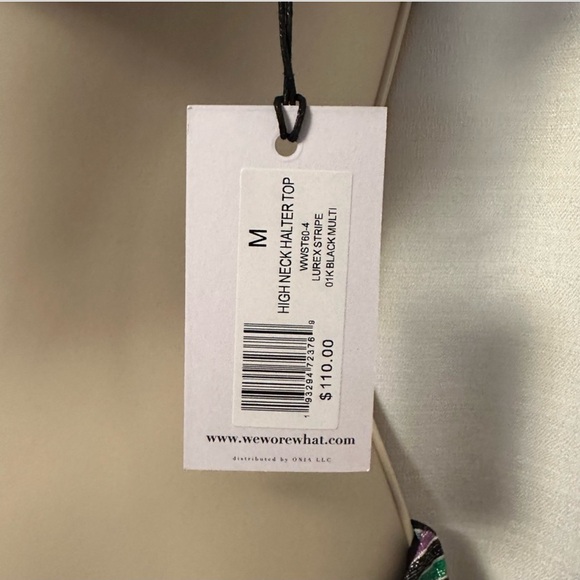 WEWOREWHAT Lurex Stripe High Neck Bikini Top and Delilah Bottoms Size M NWT - Picture 7 of 9